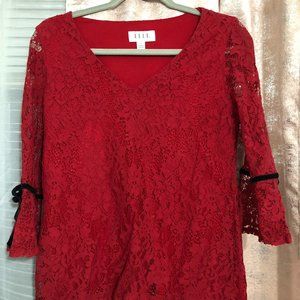 Elle Red Lace Top - Size Small